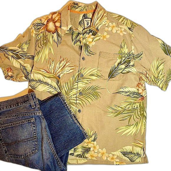 Other - Jamaica Jaxx 100% Silk Island Shirt Sz M